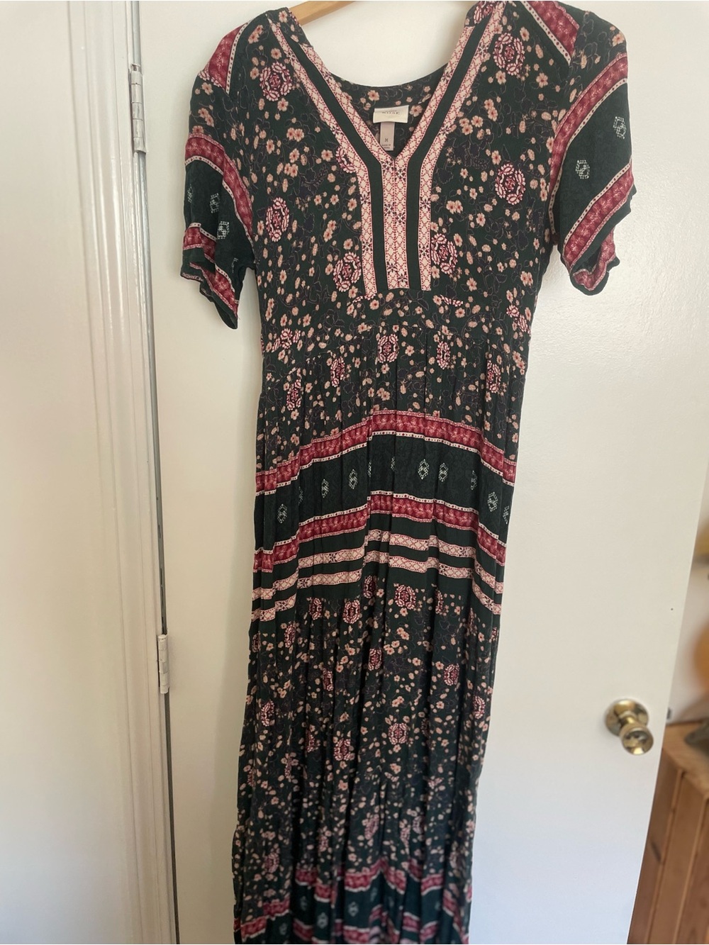 Knox Rose Team Maxi Dress with Pink and Maroon Floral Trim